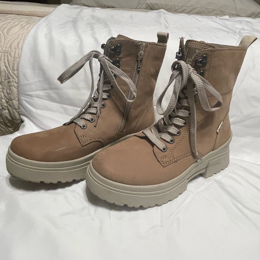 Women’s Taupe Rieker Evolution soft Combat Boots with Side Zip
